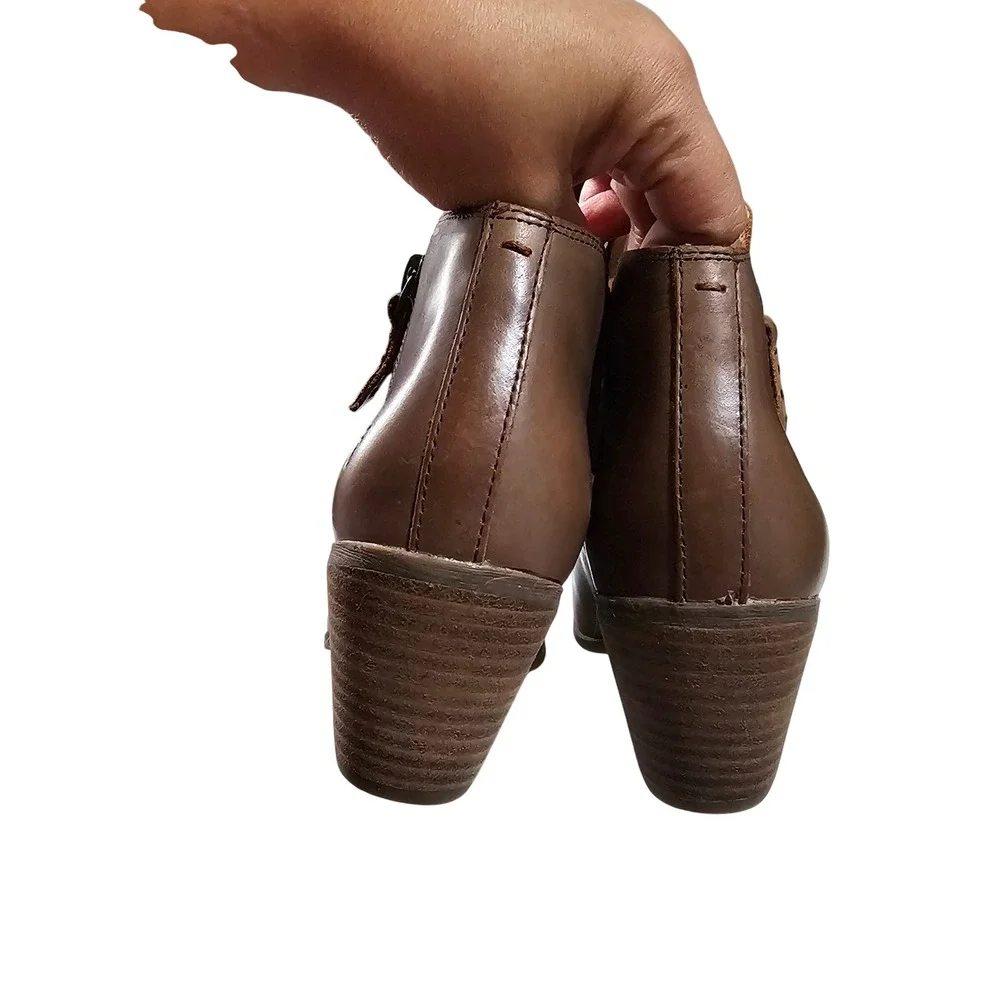 Frye Judith Double Zip Brown‎ Leather Almond Toe Ankle Booties Size 9M